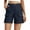 Navy, variant on Women's High Waisted Stretchy Denim Bermuda Shorts Cargo Baggy Elastic Waist Relaxed Fit Stretch Cargo Baggy Dressy Casual Womens Jorts with 6 Pockets S-2XL