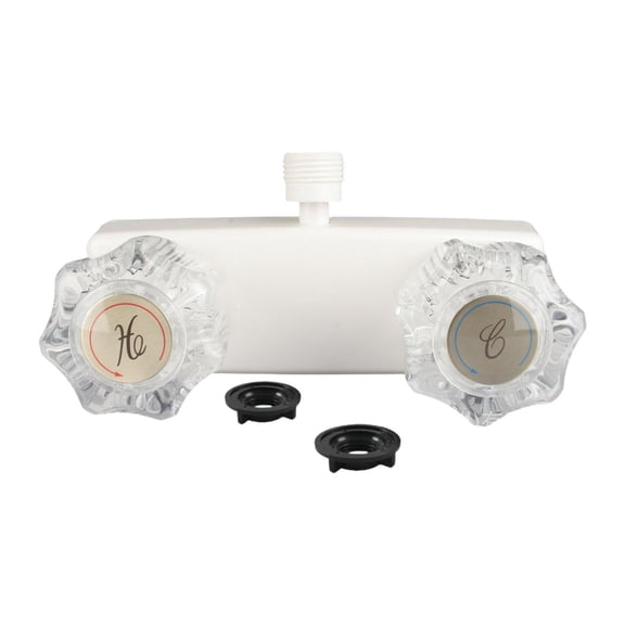 kowaku Shower Tap for Recreational Vehicle Houses, Spare Parts, Supplies with 2 Knobs, Replacement, Shower Valve for Traveling Indoors, Trip White