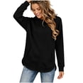 thumbnail image 5 of LNWUY Split Curved Hem Hoodie Pullover Top for Women Loose Fit Long Sleeve Sweatshirt Fall Winter Casual Blouse with Pockets Black XXL, 5 of 6
