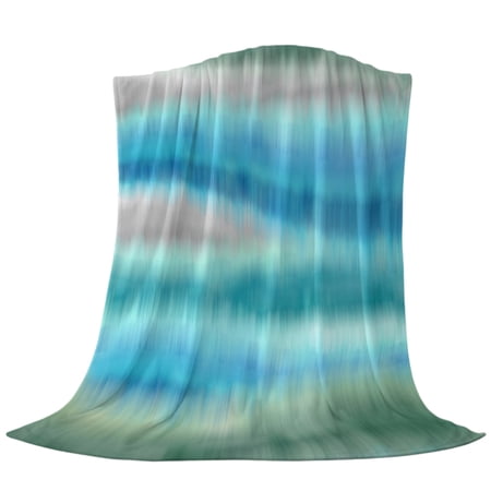 Abstract Art Throw Blanket Boho Watercolor Waves Teal Blue Flannel Cozy Soft Warm Fleece Blankets for Couch Bedding Sofa Chair Home Décor Gifts for Women 40 x 60 inch