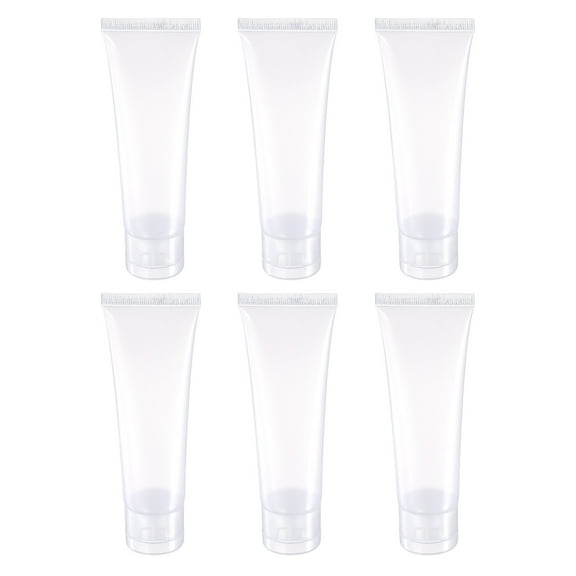 Uxcell 50ml Squeeze Tube Empty Cosmetic Tubes Plastic with Flip Lid Clear 6 Pack