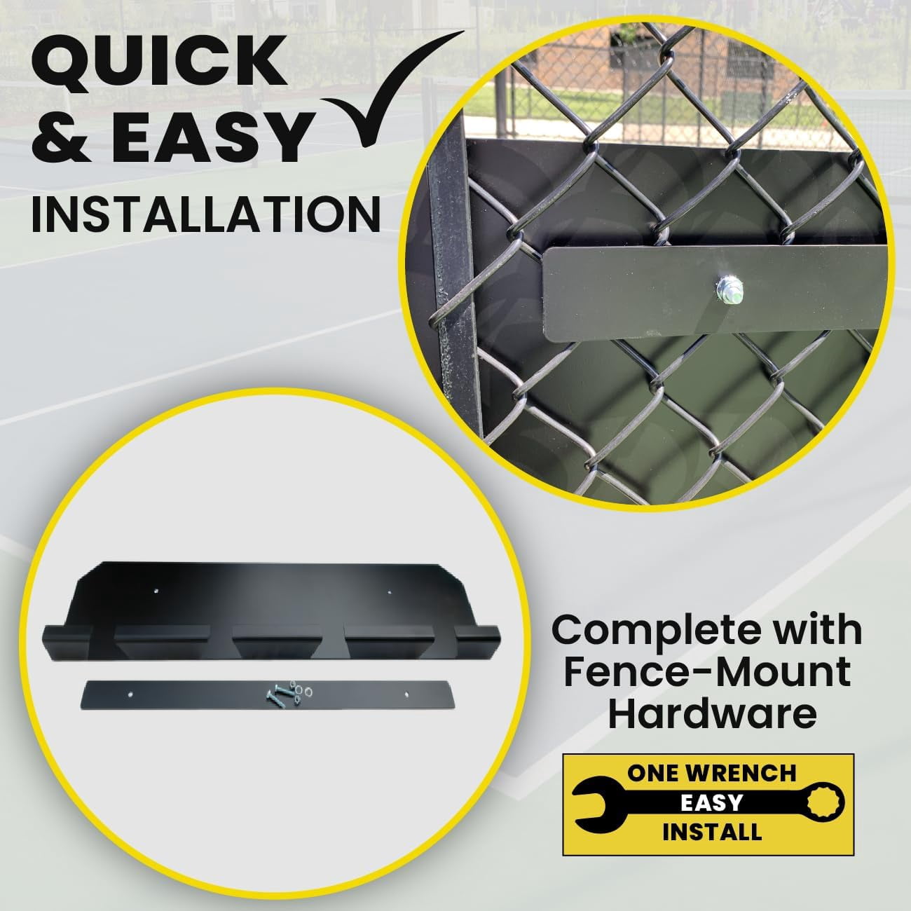 HD Pickleball Paddle Rack Wall Mount – Holds 4 or 8 Paddles, Heavy-Duty 1/8" Steel Organizer, Weather-Proof Powder Coated Court Storage Rack
