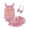 Pink, variant on Newborn Baby Girl Summer Clothes Sister Outfit Sleeveless Ruffle Romper Bodysuit Tutu Skirt Waffle Clothes Set (Pink)