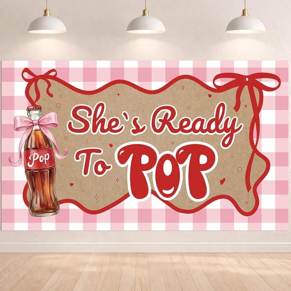 She's Ready to Pop Backdrop Baby Shower Background Tapestry Party Decor Wall Hanging for Indoor Outdoor