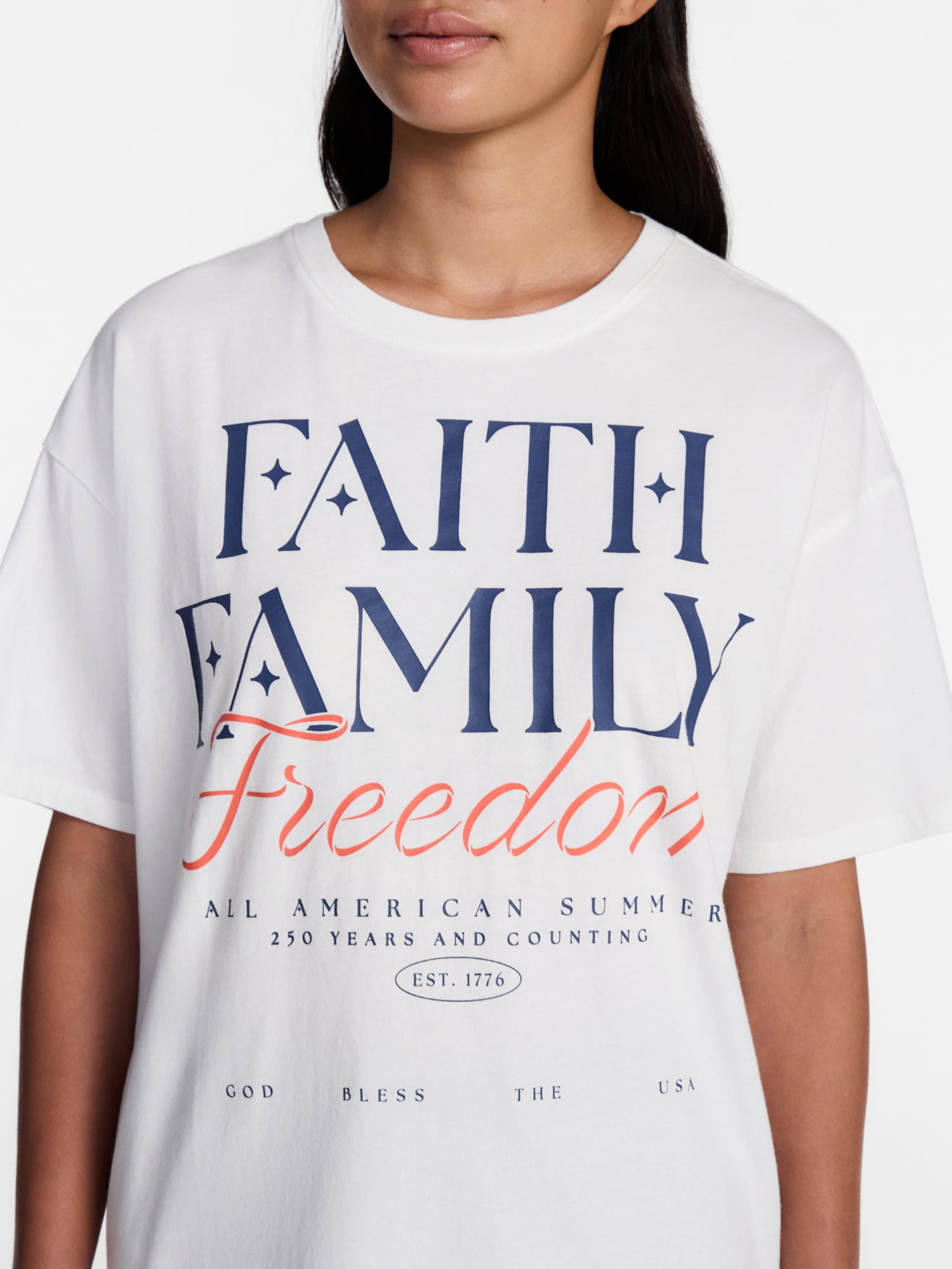 Americana Women's Graphic Cotton Tee with Short Sleeves from Way to Celebrate, Sizes XXS-XXL