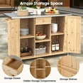 thumbnail image 5 of Outdoor Kitchen Island with Stainless Steel Top and Drop Leaf, Large Storage Outdoor Kitchen Island with Storage and Wheels, for Outdoor Cooking, Natural Wood, 5 of 9