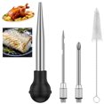 thumbnail image 1 of Turkey Baster Set of 4 Stainless Steel Turkey Baster Syringe Meat Marinade Injector Needle with 2 Needles Silicone Bulb and Cleaning Brush Meat Baster for Kitchen Cooking, 1 of 11