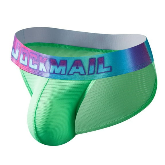 ZQUUVOU Men's Briefs Mesh Breathable Support Pouch Underwear (Green,2XL)