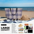 thumbnail image 5 of Sigee Purple Floral Gingham Check Plaid Print Extra Large Waterproof Beach Travel Bag with Zipper - Durable and Versatile for Vacation, Gym, and Daily Use, 5 of 7