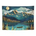 thumbnail image 5 of FUMJ Mountain Tapestry Nature Forest Tree Tapestries for Bedroom Aesthetic Starry Night Moon Stars Tapestrys Wall Hanging Teal Abstract Wall Tapestry for Dorm Living Room, 5 of 6