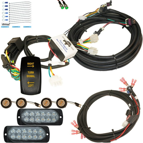 MCSADVENTURES Amber Vertical Rocker Plug and Play Turn Signal Kit for 13 Polaris Ranger 500/570/900 and 2017 Ranger 1000 - orange backlight with 2 row bolt-on lights