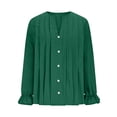 thumbnail image 4 of Tauxra Long Sleeve Tops for Women, Pleated Button Front Blouse with V Neck, Soft Casual Shirt for Daily Wear and Multiple, 4 of 7