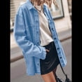thumbnail image 4 of Chaqueta Vaquera de Gran Tamaño para Mujer, Informal, con Botones, de Larga, Azul S, 4 of 7