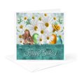 thumbnail image 5 of 3drose, White Daisies with a Bunny and Colored Easter Eggs in Spring Blues and Greens, 12 Greeting Cards with Envelopes, 5 of 7
