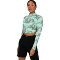 thumbnail image 5 of Seyurigaoka Women Dragon Pattern Print Crop T-shirts Tops Long Sleeve Backless Sexey Tee Top, 5 of 5