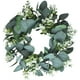 thumbnail image 5 of Corona de eucalipto artificial para puerta de entrada, corona de otoño, corona de hojas verdes para ventana, decoración de bodas, porche de casa, patio de granja, decoración de jardín, 5 of 5