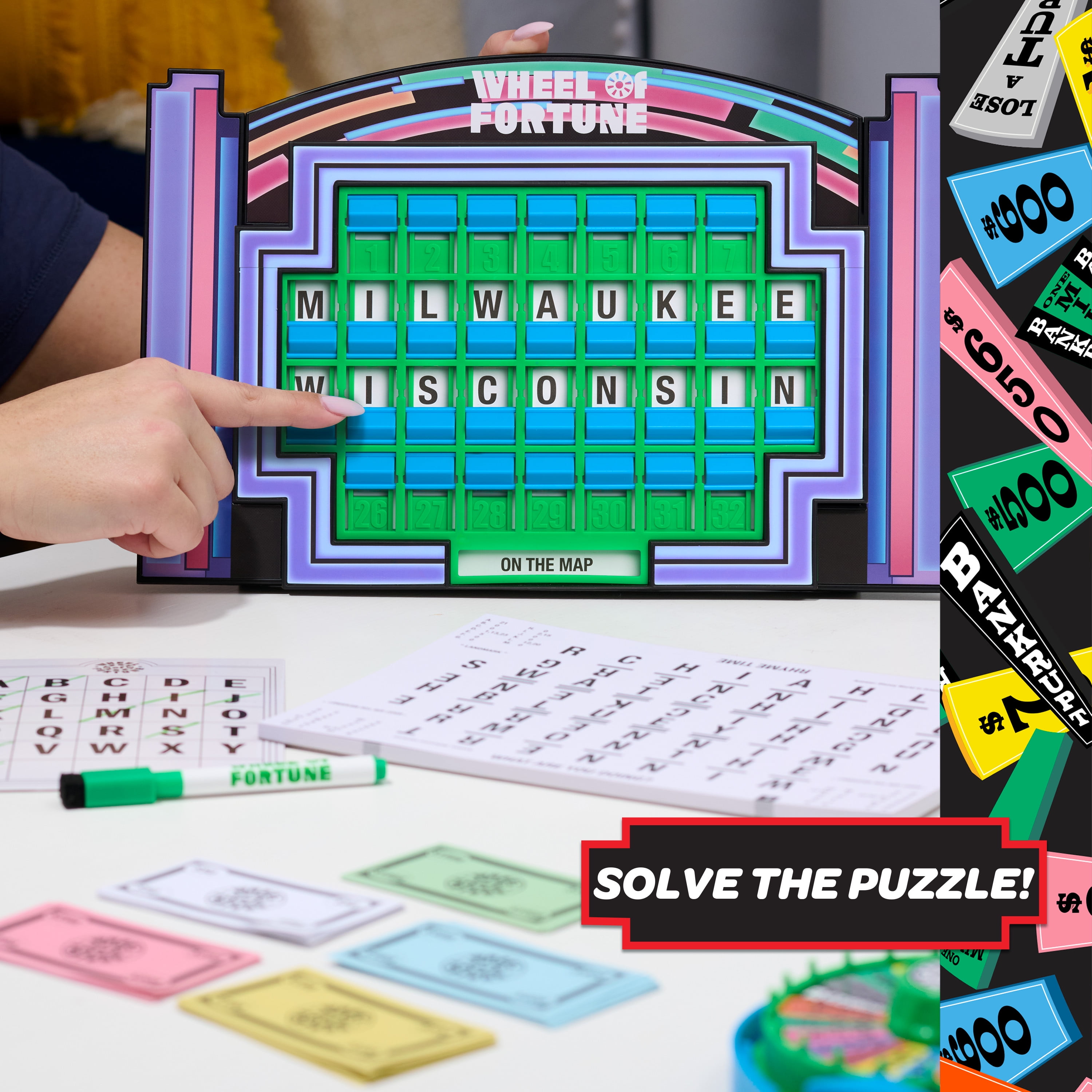 Wheel of Fortune Deluxe Game, 100 Puzzles Included, 2-4 Players, Ages 10 Years and up