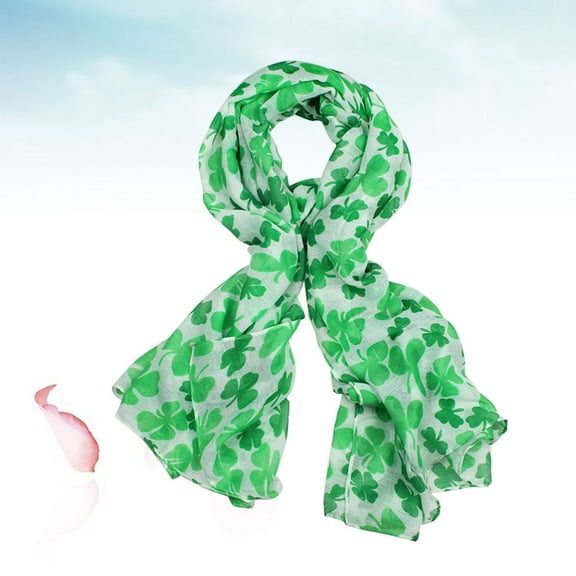 MLINS Elegant Women Scarf with Cute Pattern Printed Voile Material Green Color Fashion and Lightweight
