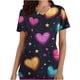 thumbnail image 1 of TaTaai Heart Print Women Scrub Blouse 100 Cotton Classic Fit Short Sleeve V Neck Side Pocket Machine Washable No Fading Medical Work Daily Top Gift, 1 of 5