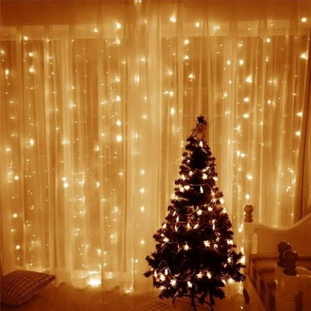 110v 9 8ft X 9 8ft 300led Curtain Light Fairy String Lights Indoor Decoration Hanging Wall Lights For Bedroom Living Room Garden Party Wedding