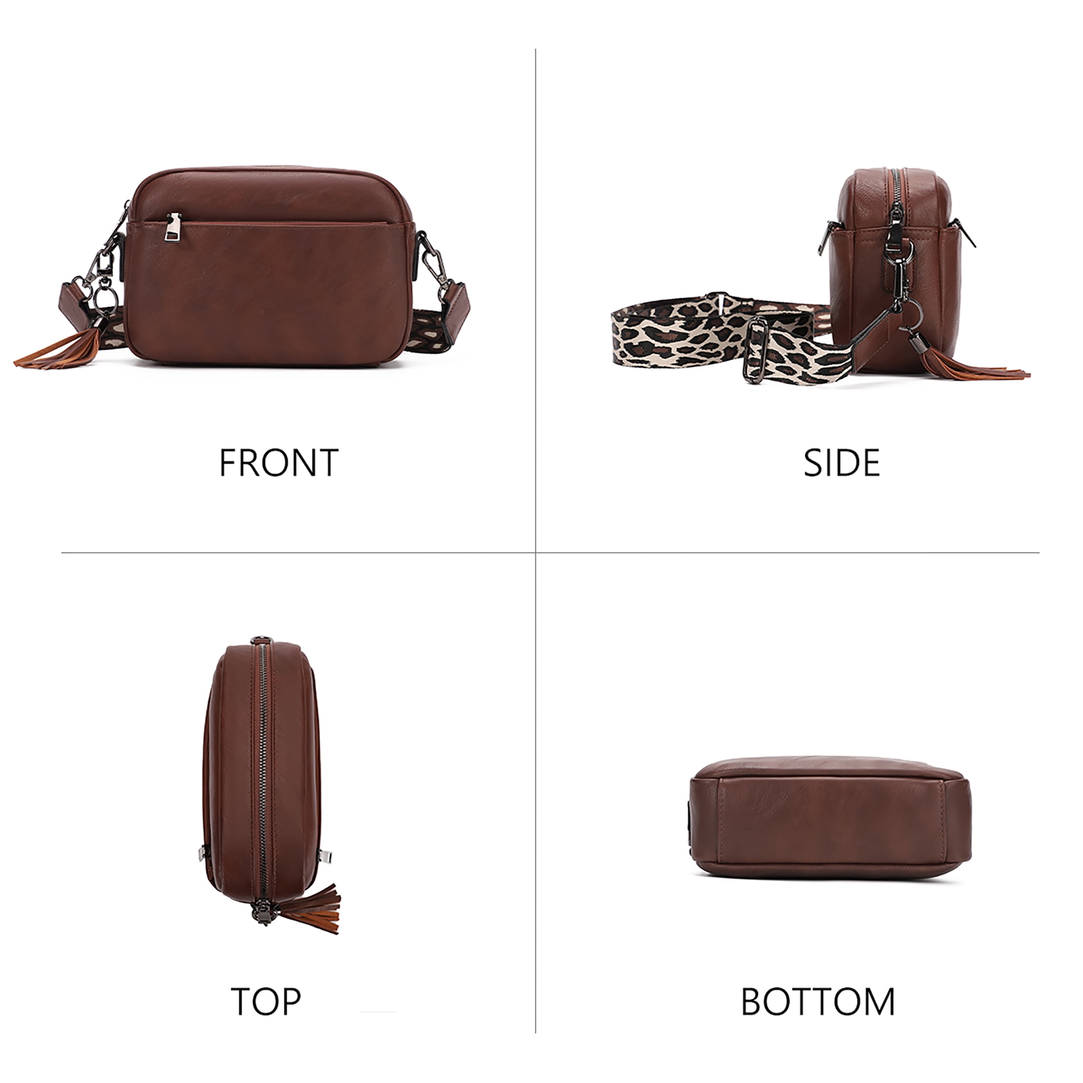 KL928 Small Crossbody Bag for Women Soft FAUX Leather Cell Phone Purse Wallet Purse with Wide Strap(Chestnut Brown)