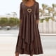 thumbnail image 4 of Vestido holgado de manga larga con fruncidos para mujer - Cuello redondo, fluido, poliéster, informal/para todas las ocasiones - S-XXL, 4 of 4