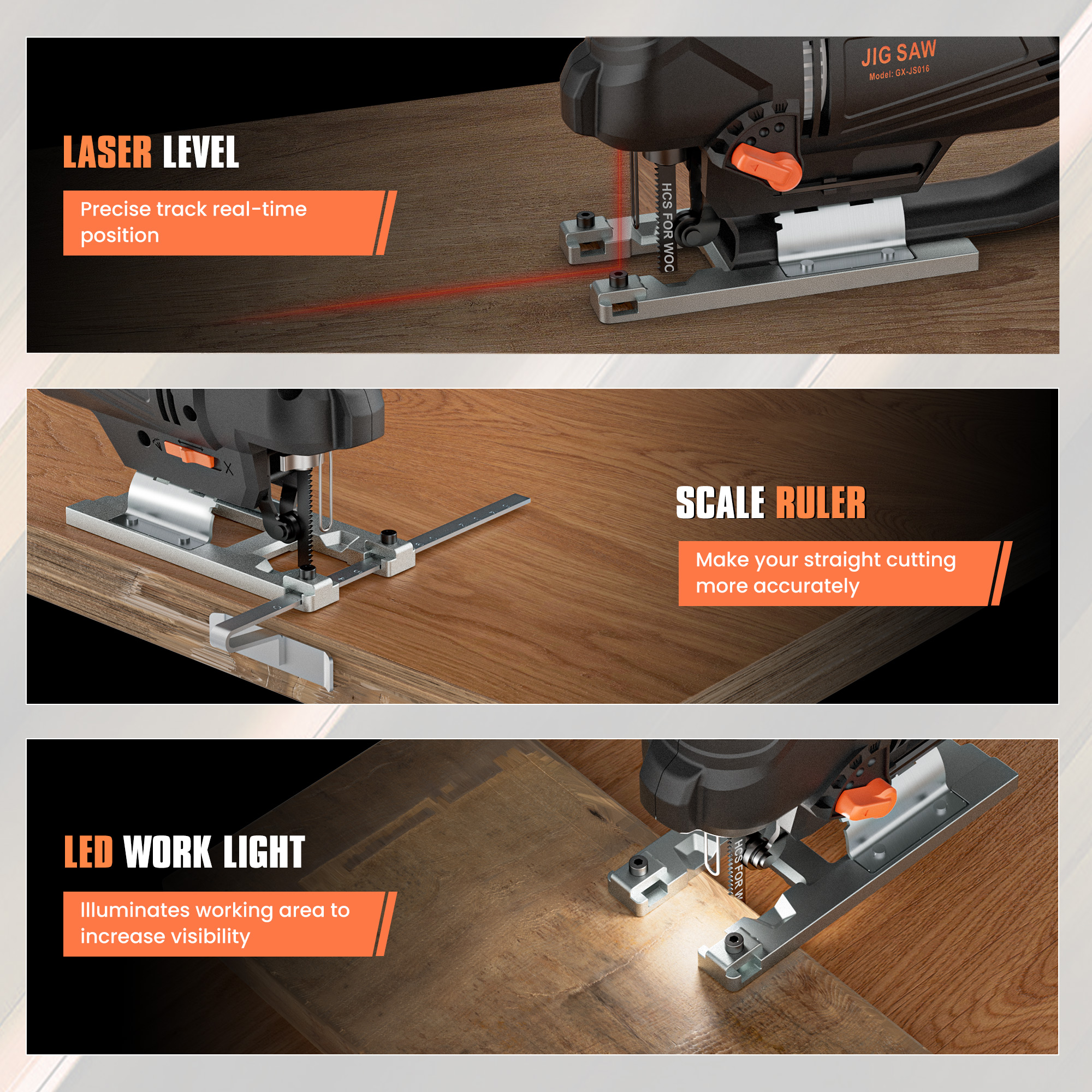 Naipo Engindot 800W Jigsaw with 6 Variable Speed and Laser photo 6