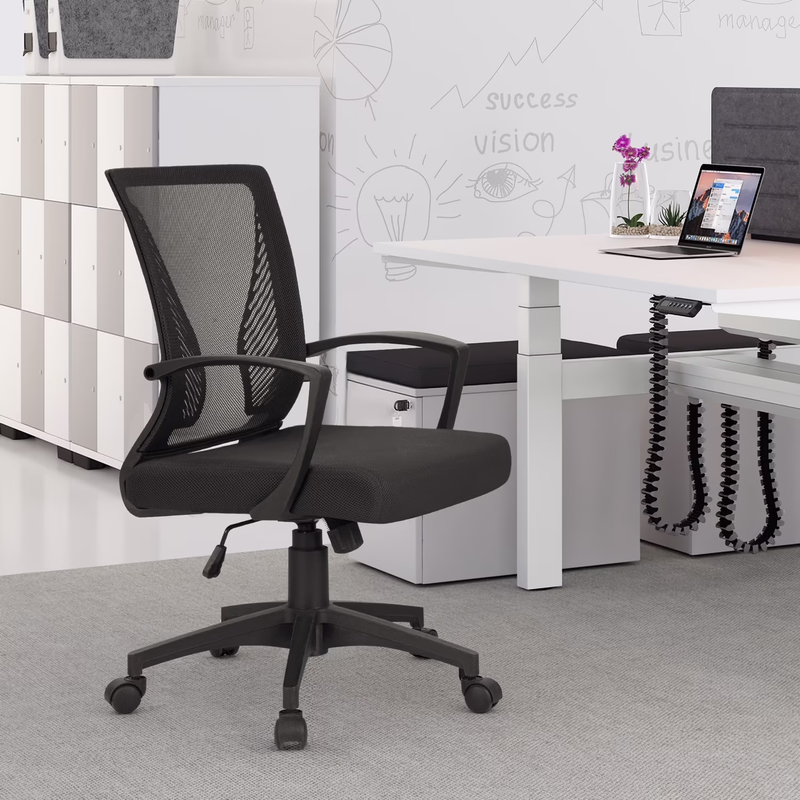 thumbnail image 6 of Furmax Office Chair Mid Back Swivel Lumbar Support Desk, Computer Ergonomic Mesh Chair with Armrest, Black, 6 of 7