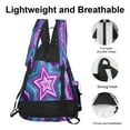 thumbnail image 3 of Pickleball Bag with Padded Back, Star Pattern PurpleBlue Multi-Compartment Paddle Backpack, Lightweight Nylon Sports Bag for Men & Women, 3 of 7
