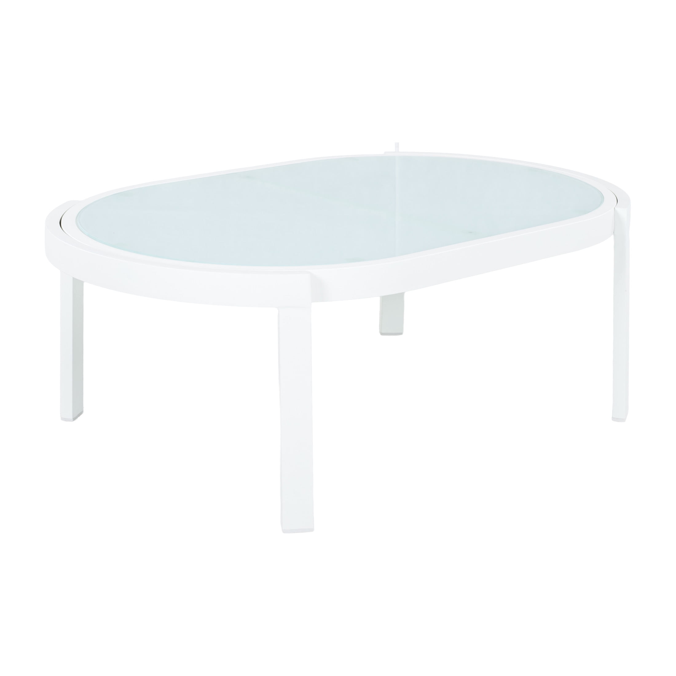 Christopher Knight Home Outdoor Oval Coffee Table, Aluminum Frame with Tempered Glass Top, White