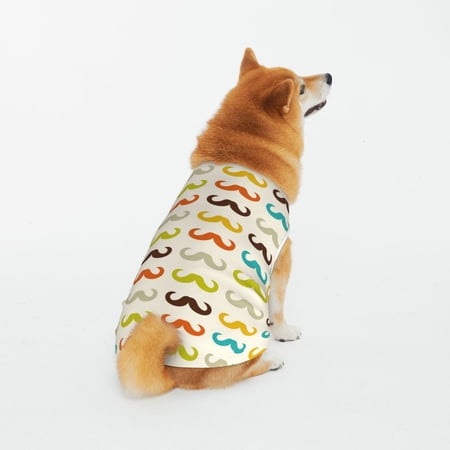 Honeii Colorful Mustache Pattern 100% Cotton Dog Clothes Dog Costumes Doggie Shirts Puppy Shirt Pet Vest Tank Top Cat Tee-4X-Large