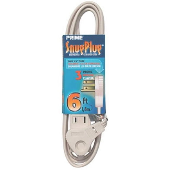 Prime EC940606 - Power strip - AC 125 V - 1625 Watt - output connectors: 3 - 6 ft cord - almond