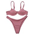 thumbnail image 1 of Mujeres Fshion correas Color sólido cómodo Split traje de baño Bikini ropa de playa conjunto Fridja  nalpqowj59603, 1 of 8