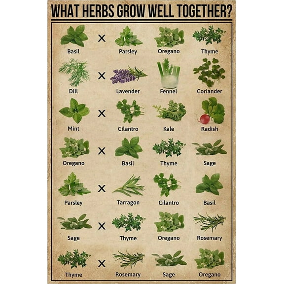 Aikeory What Herbs Grow Well Together 12" x 16" Framed Poster