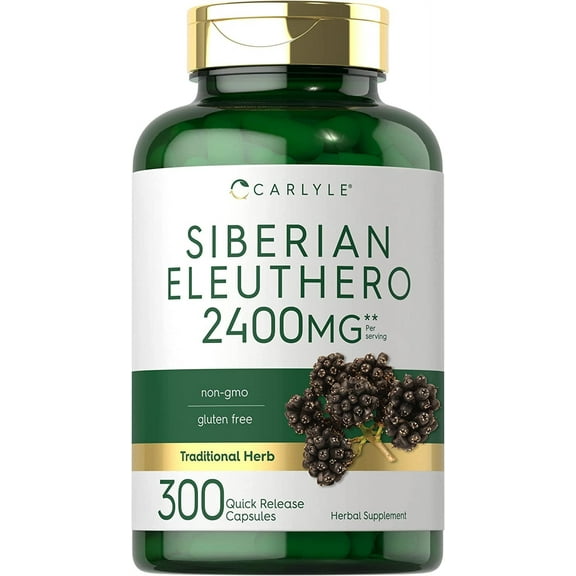 Siberian Eleuthero | 2400mg | 300 Capsules for Men and Women | Siberian Ginseng | by Carlyle