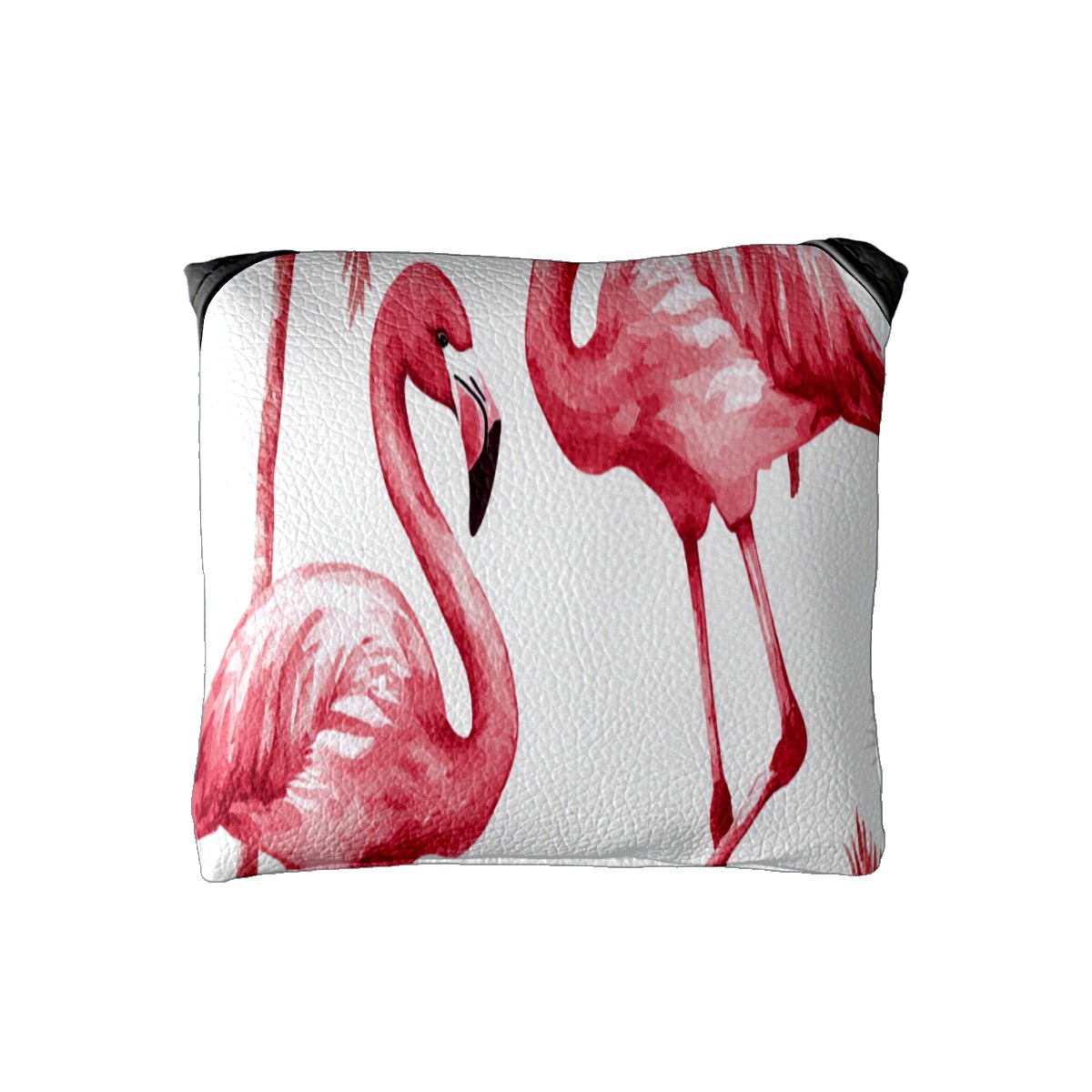 Golf Mallet Putter Cover Premium Leather Waterproof Golf Putter Head Cover with Magnetic Closure Watercolor Flamingo