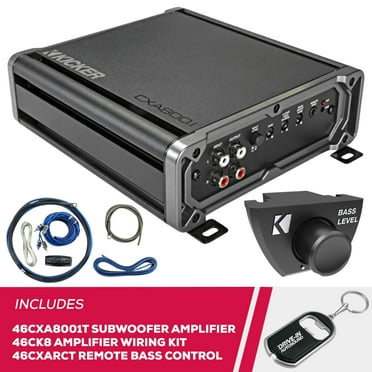 New Kicker 46CXA8001T Mono Sub Amplifier w/ 46CK4 Amp Kit & 46CXARCT Wired Remote