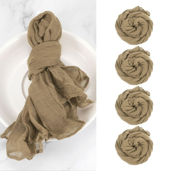 Uxcell 12Pcs Cheesecloth Napkins, 20x20 Inch Brown Rustic Dinner Napkins for Wedding Table Decor