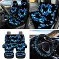 thumbnail image 2 of Uorisanigo Set of 15 Car Seat Cover Full Set with Blue Heart Flower Butterfly Steering Wheel Covers Seatbelt Cover Cup Holders Garbage Can Air Vent Organizer Bag Mirror Cover Keychain Fit Sedan SUV, 2 of 7