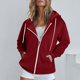 thumbnail image 1 of ICHUANYI Clearance Fashion Women's Zipper V-Neck Pullover Tops Long Sleeve Hooded Blouse Sweatshirt(Wine, XXL) ICHUANYI WER2023080814903, 1 of 6