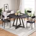 thumbnail image 3 of Anyact 42in Round Dining Table for 4, Circle Dinner Table Pedestal Metal Frame, Kitcen Table Sturdy Wood Kitchen & Dining Room Furniture, Black(Only Table), 3 of 9
