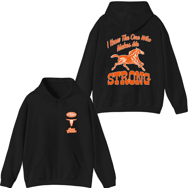 Anne Wilson Merch Strong Chandail à Capuchon Imprimé Mode Unisexe Hommes Femmes Manches Longues chandail,S,Noir