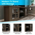 thumbnail image 6 of BizChair Classic Four Pane Glass Door TV Stand for up to 80" TVs - Dark Brown Wood Grain Finish - 65" Engineered Wood Frame - 3 Shelves, 6 of 14