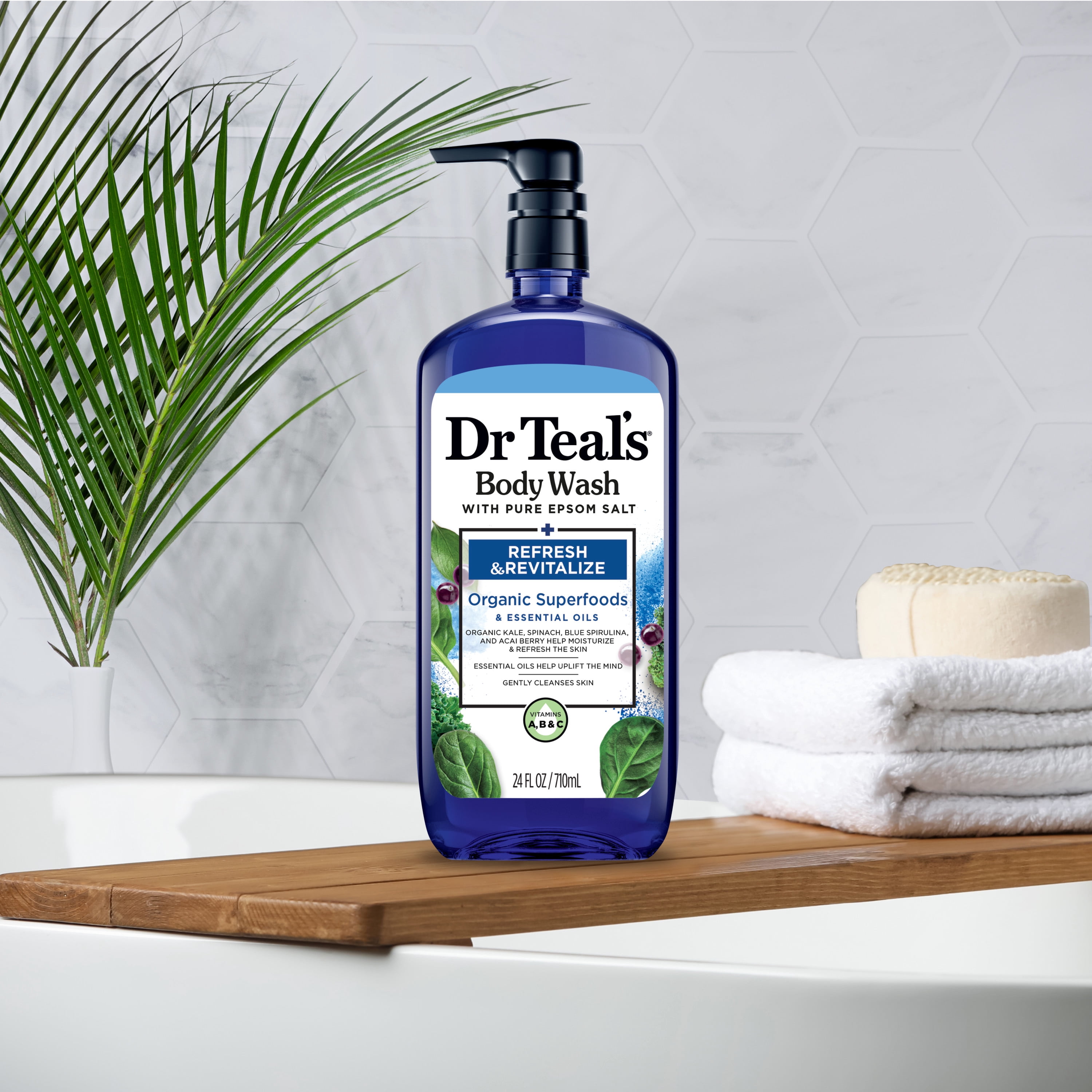 Dr Teal's Refresh & Revitalize Body Wash with Epsom Salt and Superfoods, 24 fl oz