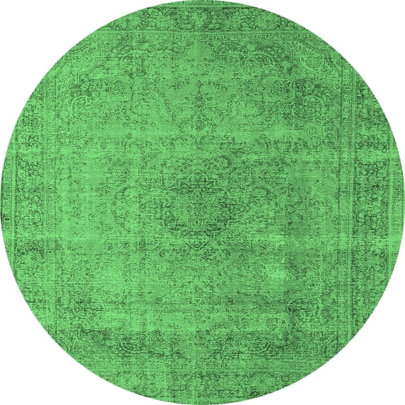 Ahgly Company Indoor Round Oriental Emerald Green Industrial Area Rugs, 6' Round