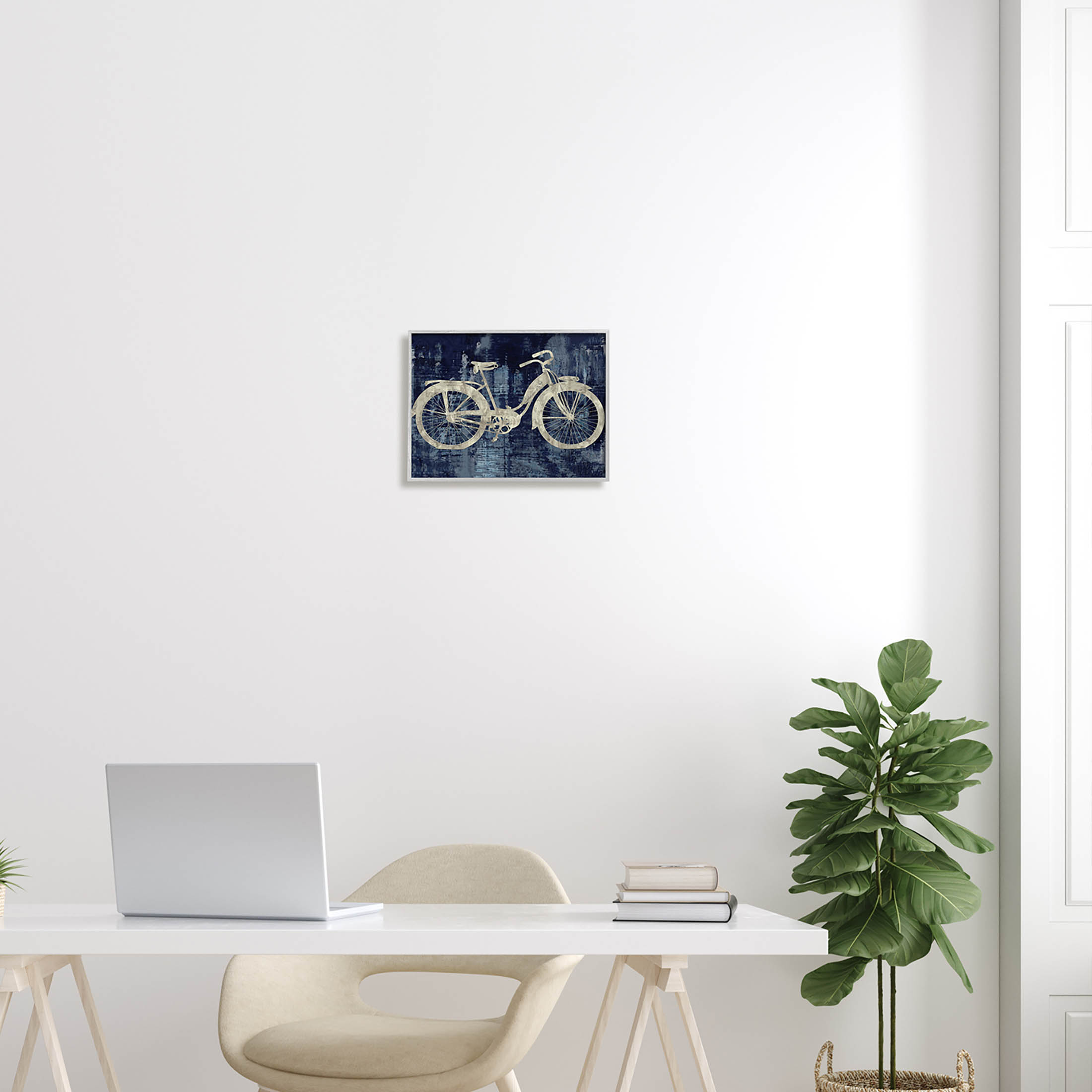 Rustic Bicycle Brushed Silhouette Transportation Graphic Art Gray Framed Art Print Wall Art