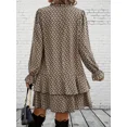 thumbnail image 2 of Women's plus-size khaki print elegant bow tie tiered ruffled hem long-sleeved Maxi dress, 2 of 4