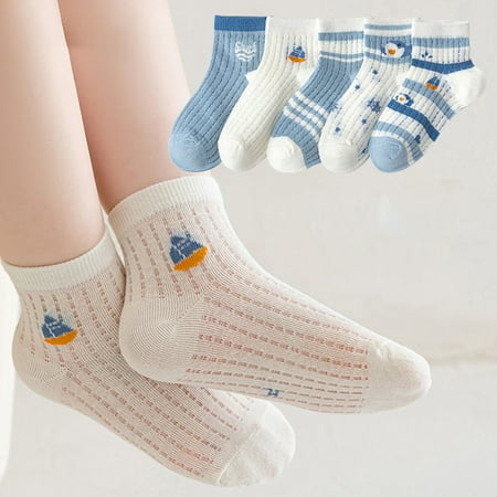 

eczipvz Toddler Socks Children Girls Mesh Socks Breathable Soft Comfortable Cute Cartoon Marine Animal Pattern Daily Nonskid Kids (Blue XL)