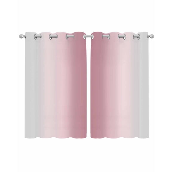 Pink Grey Ombre Sheer Curtains 45 Inch Length 2 Panels Set for Living Room/Bedroom, Farmhouse Gradient Minimalist Kitchen Curtains Grommet Semi-Sheer Curtains Drapes Voile Window Treatments 42"x45"x2