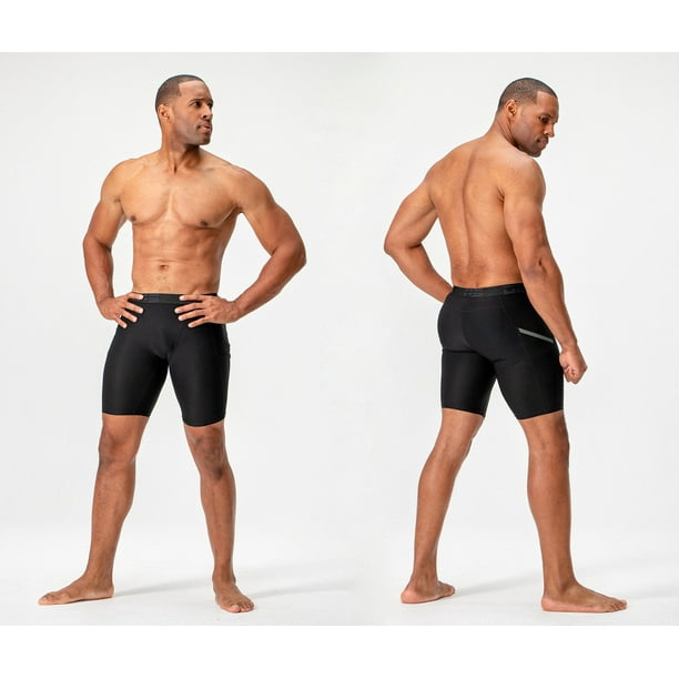 DEVOPS 3 Pack Men's Compression Shorts Underwear With Pocket (Large